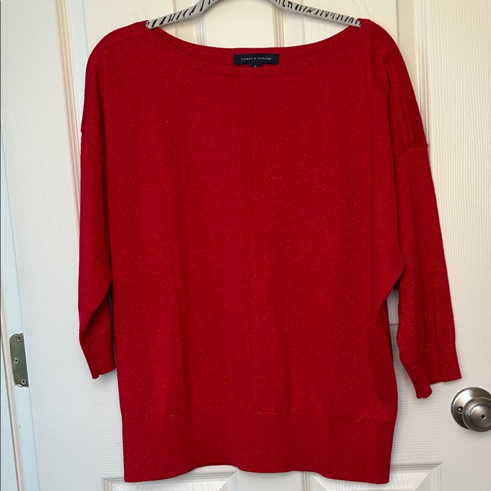 Tommy Hilfiger Shimmering Red Boat Neck Sweater